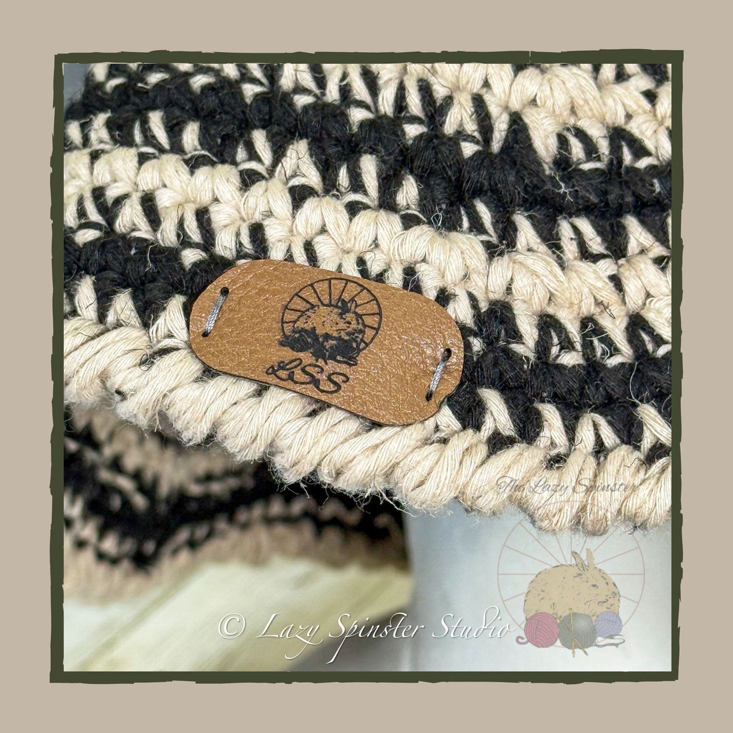 Crochet Up-Do Bucket Hat - Cotton/Hemp Blend, Black & White